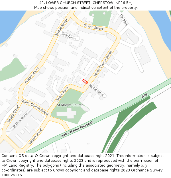 41, LOWER CHURCH STREET, CHEPSTOW, NP16 5HJ: Location map and indicative extent of plot