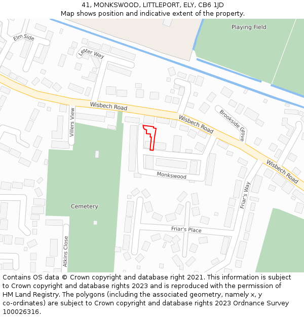 41, MONKSWOOD, LITTLEPORT, ELY, CB6 1JD: Location map and indicative extent of plot