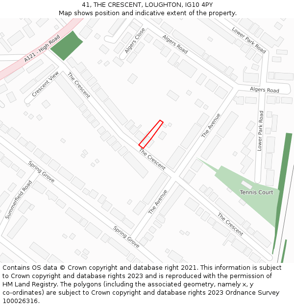 41, THE CRESCENT, LOUGHTON, IG10 4PY: Location map and indicative extent of plot