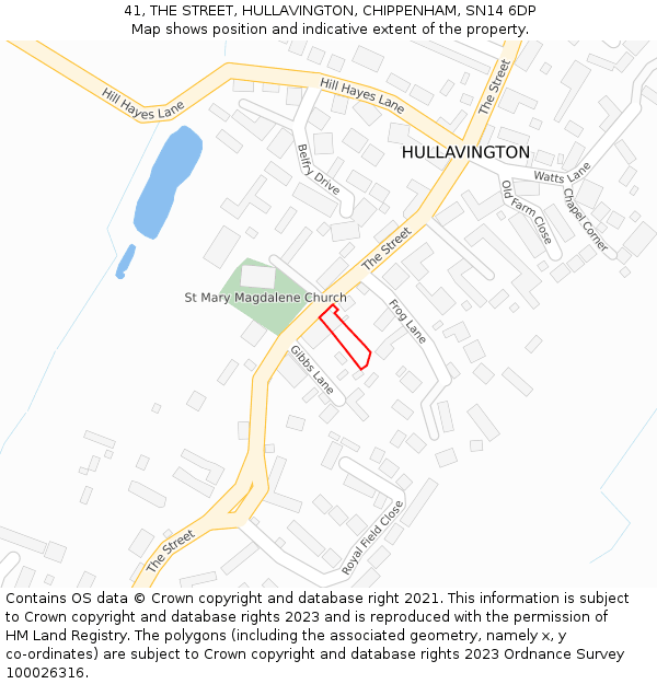 41, THE STREET, HULLAVINGTON, CHIPPENHAM, SN14 6DP: Location map and indicative extent of plot