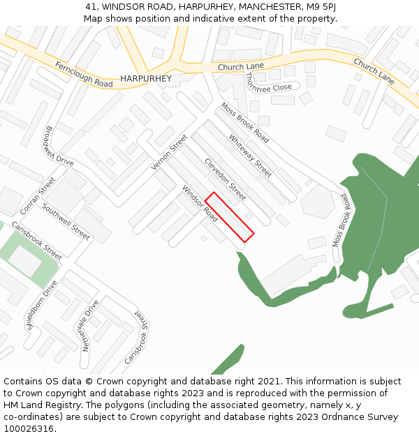 41, WINDSOR ROAD, HARPURHEY, MANCHESTER, M9 5PJ: Location map and indicative extent of plot