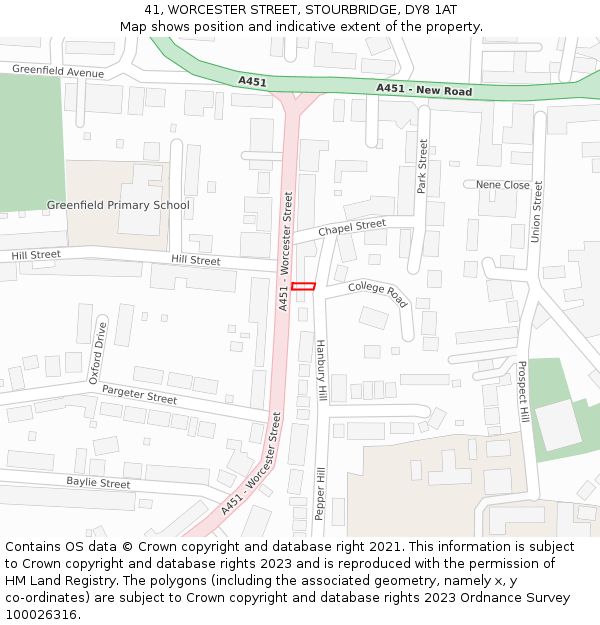 41, WORCESTER STREET, STOURBRIDGE, DY8 1AT: Location map and indicative extent of plot