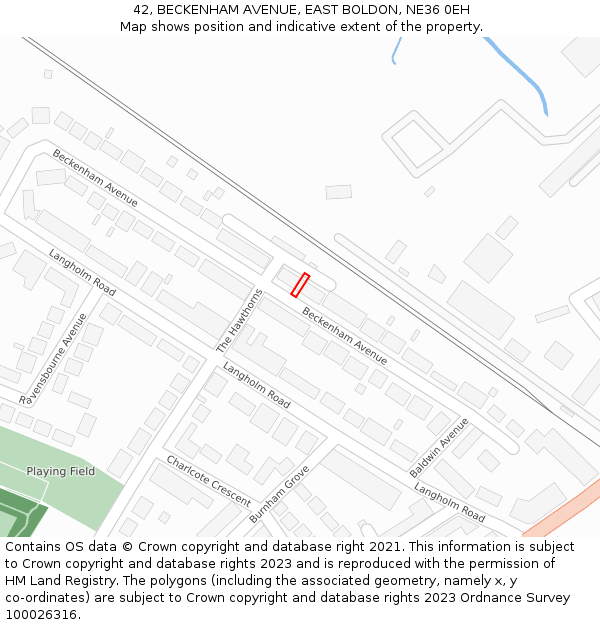 42, BECKENHAM AVENUE, EAST BOLDON, NE36 0EH: Location map and indicative extent of plot