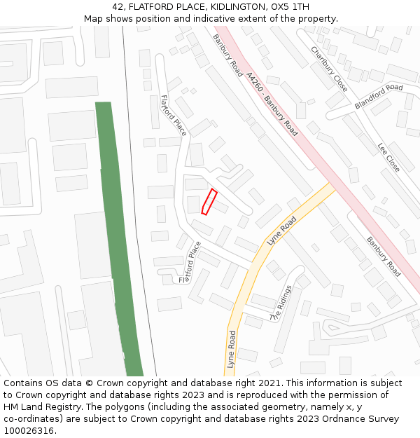 42, FLATFORD PLACE, KIDLINGTON, OX5 1TH: Location map and indicative extent of plot