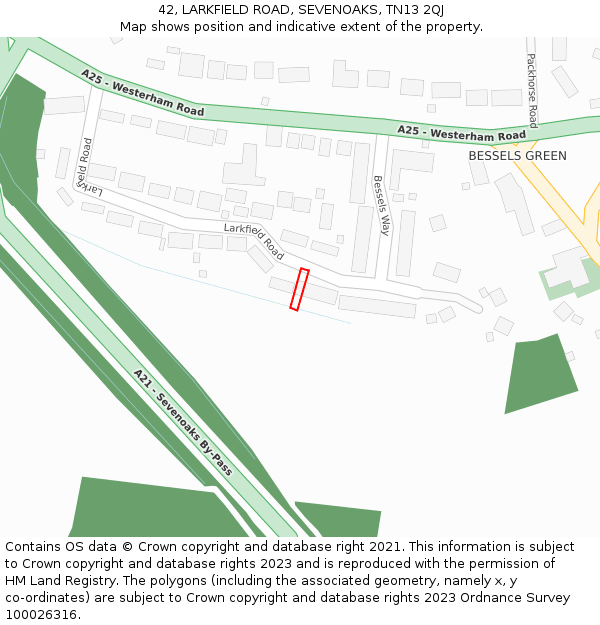 42, LARKFIELD ROAD, SEVENOAKS, TN13 2QJ: Location map and indicative extent of plot