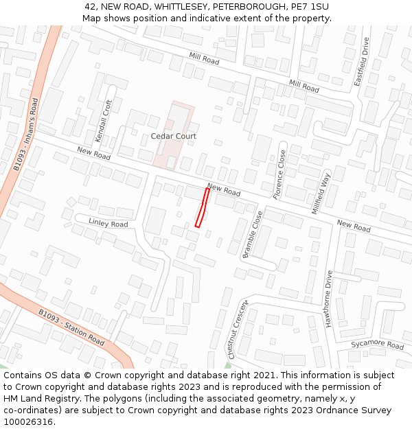 42, NEW ROAD, WHITTLESEY, PETERBOROUGH, PE7 1SU: Location map and indicative extent of plot