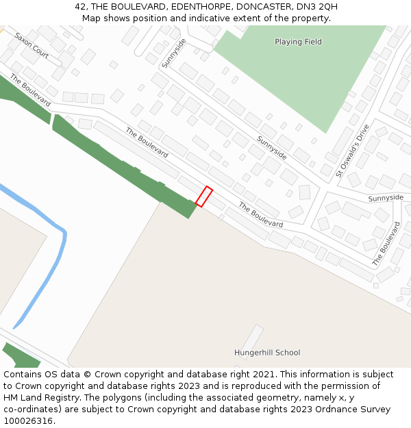 42, THE BOULEVARD, EDENTHORPE, DONCASTER, DN3 2QH: Location map and indicative extent of plot