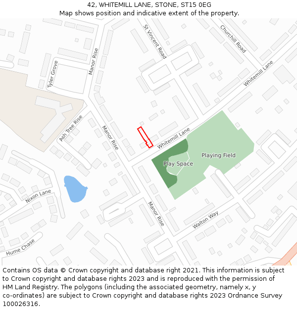 42, WHITEMILL LANE, STONE, ST15 0EG: Location map and indicative extent of plot