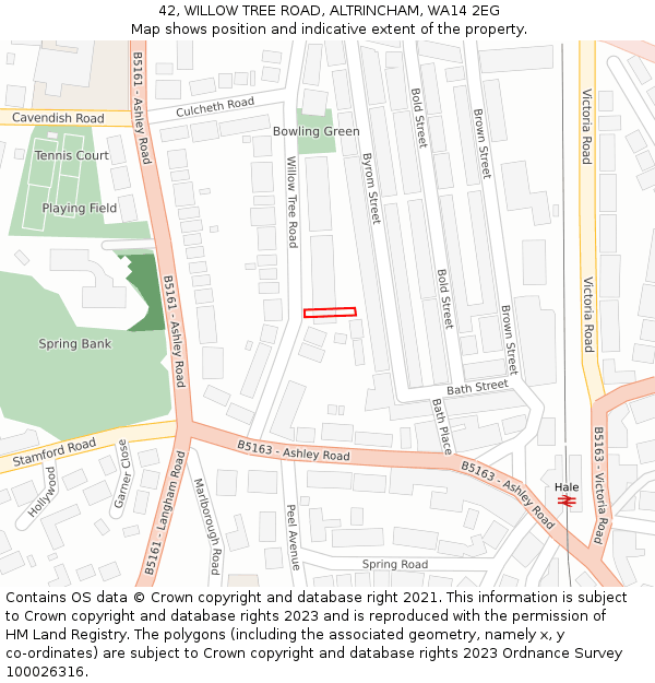 42, WILLOW TREE ROAD, ALTRINCHAM, WA14 2EG: Location map and indicative extent of plot