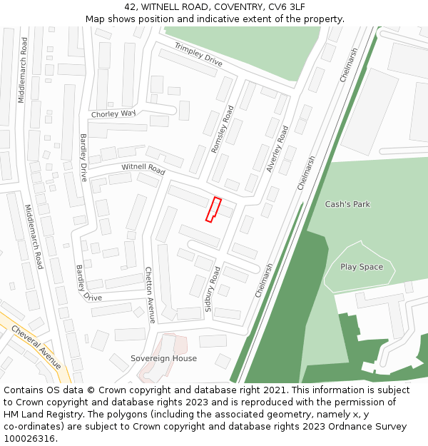 42, WITNELL ROAD, COVENTRY, CV6 3LF: Location map and indicative extent of plot