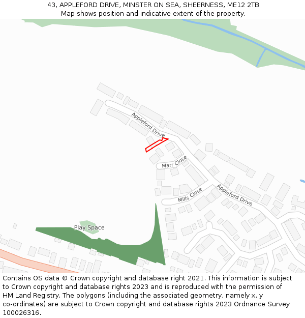 43, APPLEFORD DRIVE, MINSTER ON SEA, SHEERNESS, ME12 2TB: Location map and indicative extent of plot