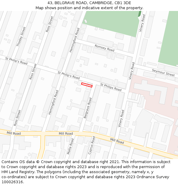 43, BELGRAVE ROAD, CAMBRIDGE, CB1 3DE: Location map and indicative extent of plot