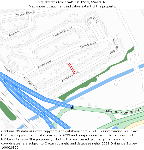 43, BRENT PARK ROAD, LONDON, NW4 3HN: Location map and indicative extent of plot