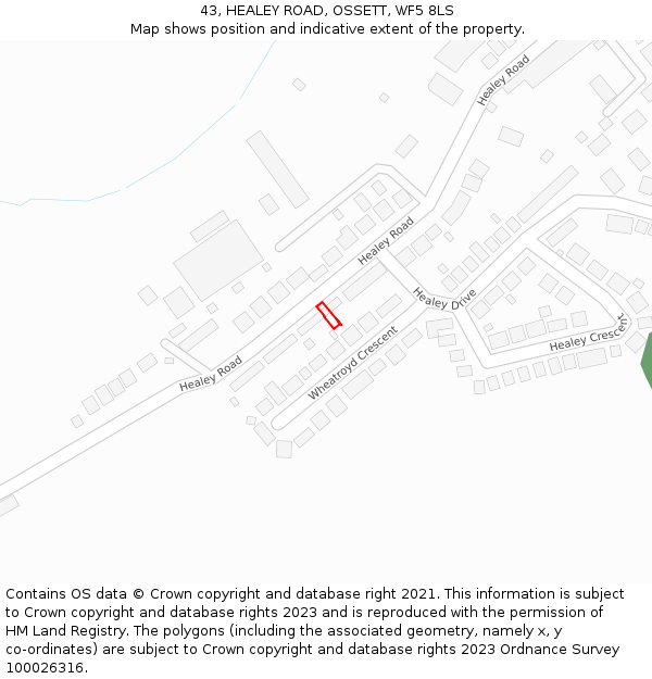 43, HEALEY ROAD, OSSETT, WF5 8LS: Location map and indicative extent of plot
