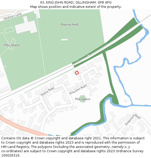 43, KING JOHN ROAD, GILLINGHAM, SP8 4PG: Location map and indicative extent of plot