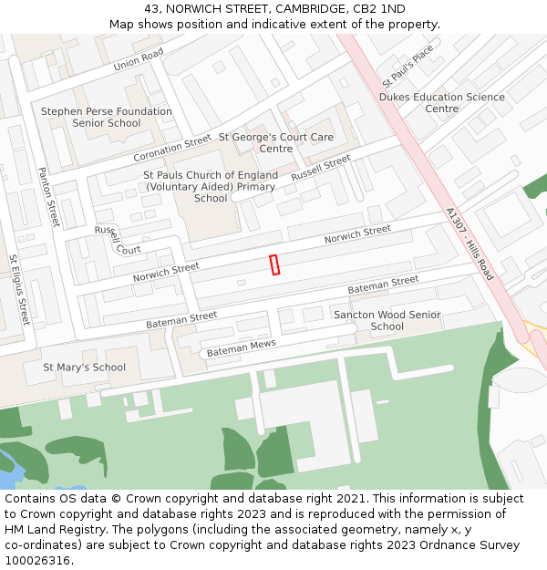 43, NORWICH STREET, CAMBRIDGE, CB2 1ND: Location map and indicative extent of plot