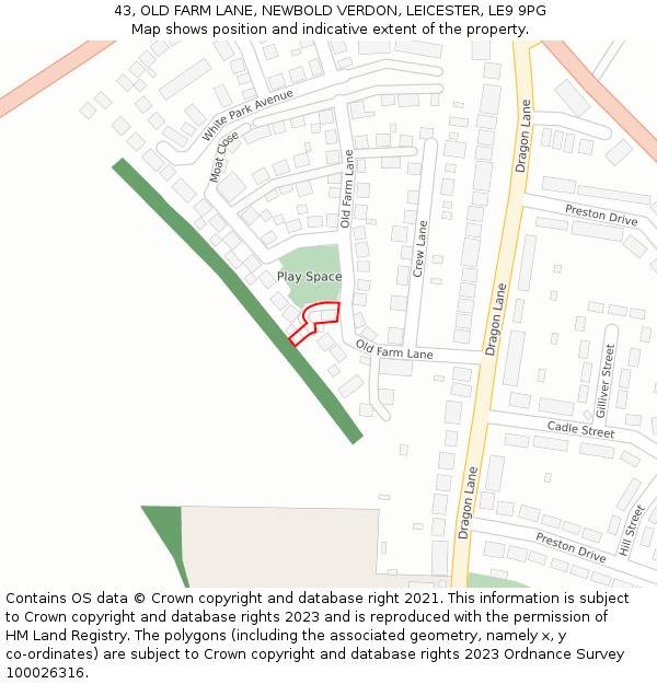 43, OLD FARM LANE, NEWBOLD VERDON, LEICESTER, LE9 9PG: Location map and indicative extent of plot