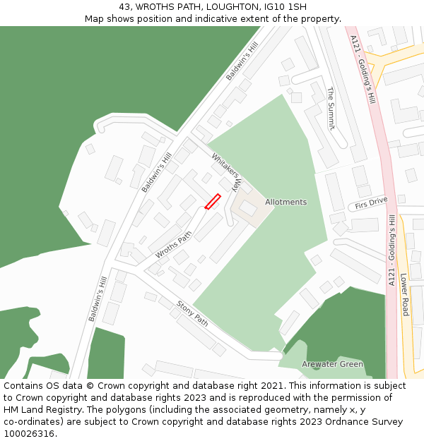 43, WROTHS PATH, LOUGHTON, IG10 1SH: Location map and indicative extent of plot