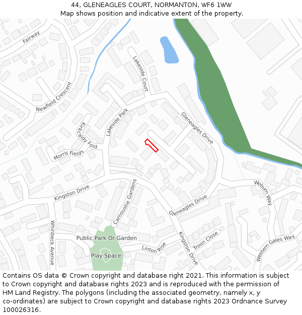 44, GLENEAGLES COURT, NORMANTON, WF6 1WW: Location map and indicative extent of plot