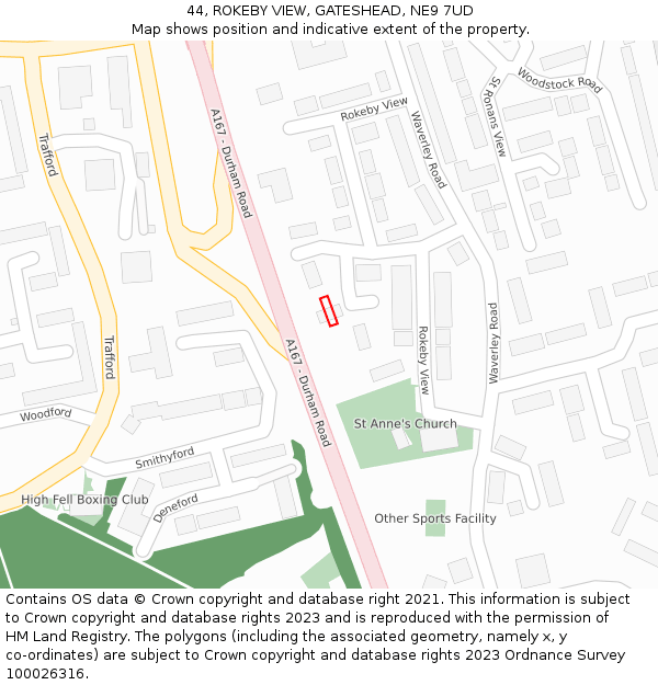 44, ROKEBY VIEW, GATESHEAD, NE9 7UD: Location map and indicative extent of plot
