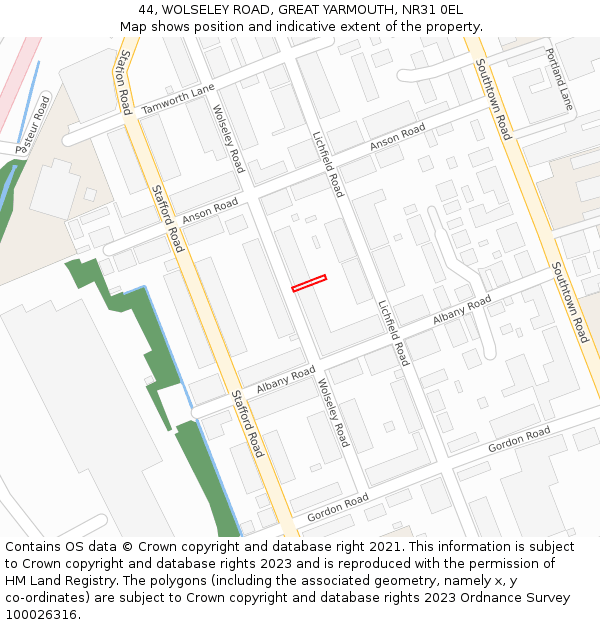 44, WOLSELEY ROAD, GREAT YARMOUTH, NR31 0EL: Location map and indicative extent of plot