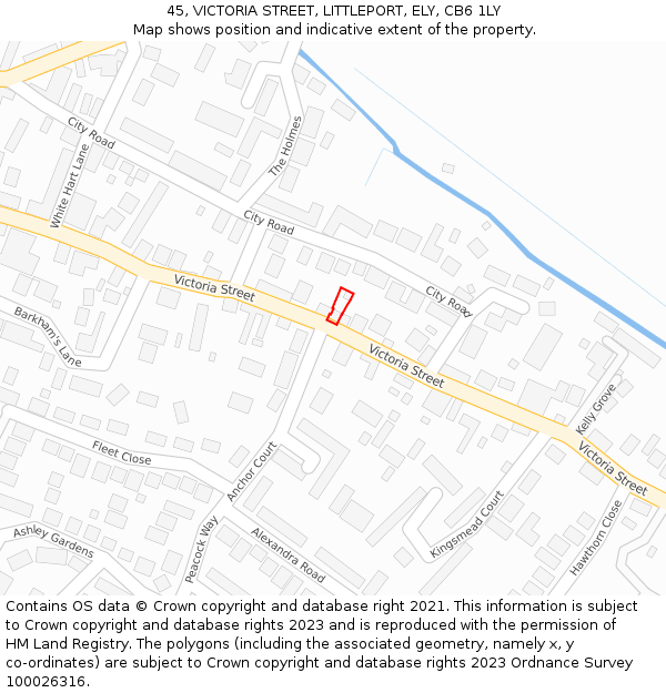 45, VICTORIA STREET, LITTLEPORT, ELY, CB6 1LY: Location map and indicative extent of plot