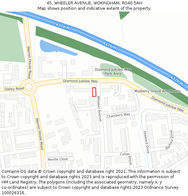 45, WHEELER AVENUE, WOKINGHAM, RG40 5AH: Location map and indicative extent of plot