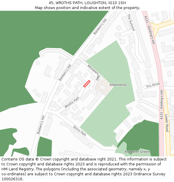 45, WROTHS PATH, LOUGHTON, IG10 1SH: Location map and indicative extent of plot
