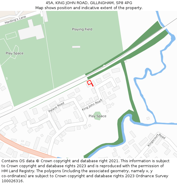 45A, KING JOHN ROAD, GILLINGHAM, SP8 4PG: Location map and indicative extent of plot