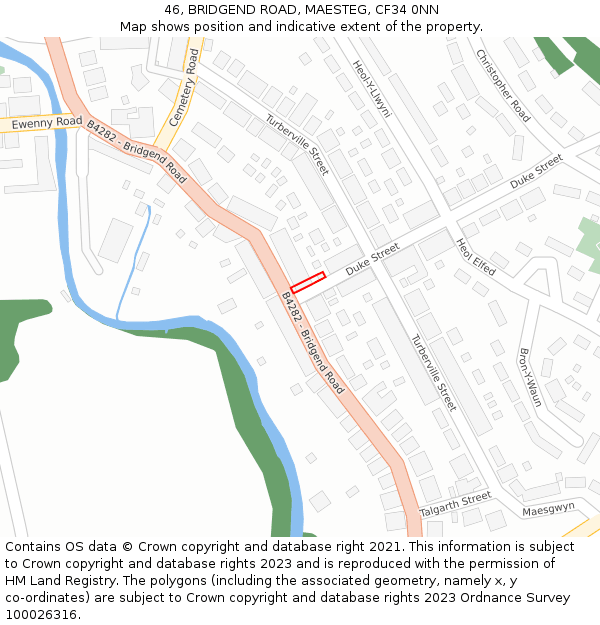 46, BRIDGEND ROAD, MAESTEG, CF34 0NN: Location map and indicative extent of plot