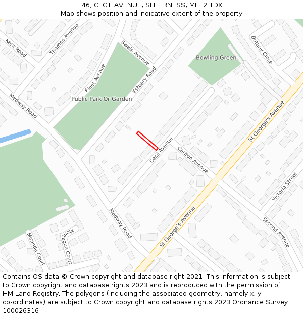 46, CECIL AVENUE, SHEERNESS, ME12 1DX: Location map and indicative extent of plot