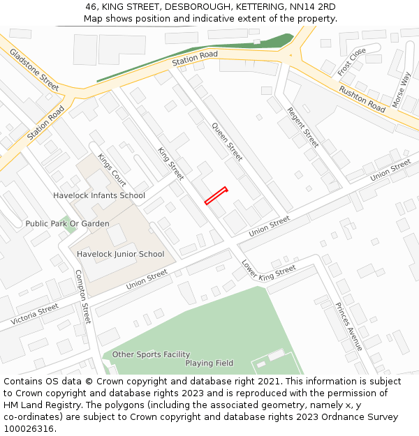 46, KING STREET, DESBOROUGH, KETTERING, NN14 2RD: Location map and indicative extent of plot