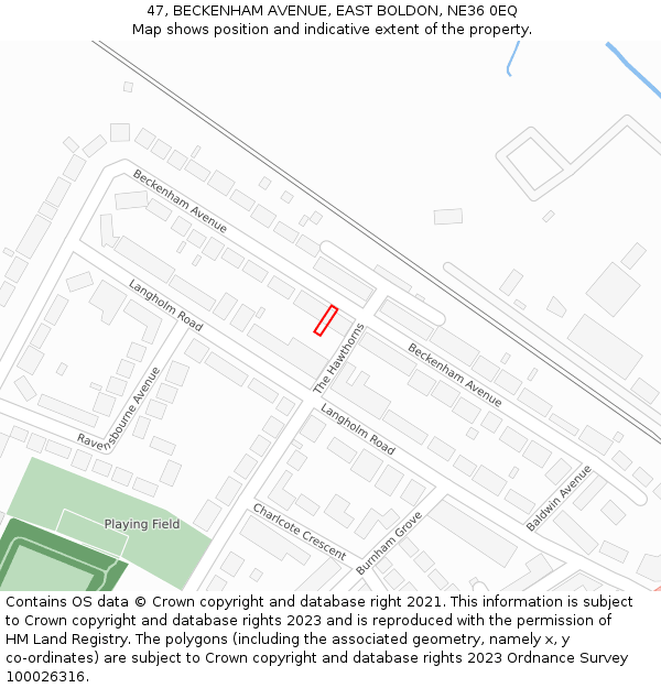 47, BECKENHAM AVENUE, EAST BOLDON, NE36 0EQ: Location map and indicative extent of plot