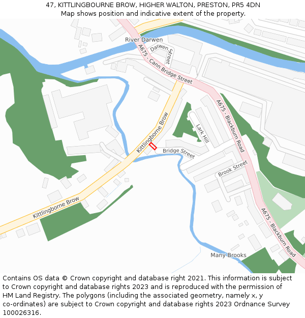 47, KITTLINGBOURNE BROW, HIGHER WALTON, PRESTON, PR5 4DN: Location map and indicative extent of plot