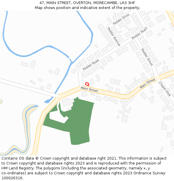 47, MAIN STREET, OVERTON, MORECAMBE, LA3 3HF: Location map and indicative extent of plot