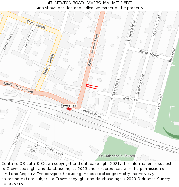 47, NEWTON ROAD, FAVERSHAM, ME13 8DZ: Location map and indicative extent of plot