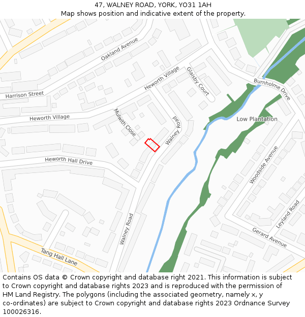 47, WALNEY ROAD, YORK, YO31 1AH: Location map and indicative extent of plot