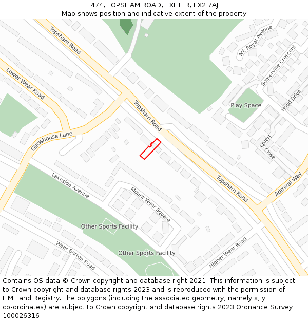 474, TOPSHAM ROAD, EXETER, EX2 7AJ: Location map and indicative extent of plot