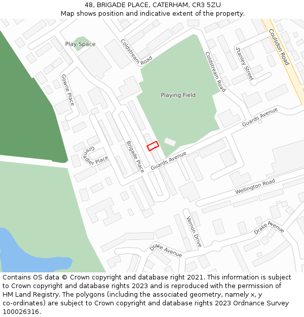 48, BRIGADE PLACE, CATERHAM, CR3 5ZU: Location map and indicative extent of plot