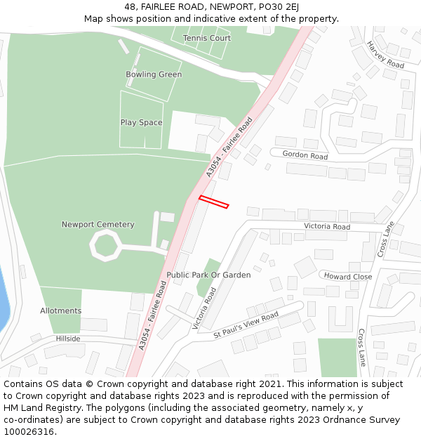 48, FAIRLEE ROAD, NEWPORT, PO30 2EJ: Location map and indicative extent of plot