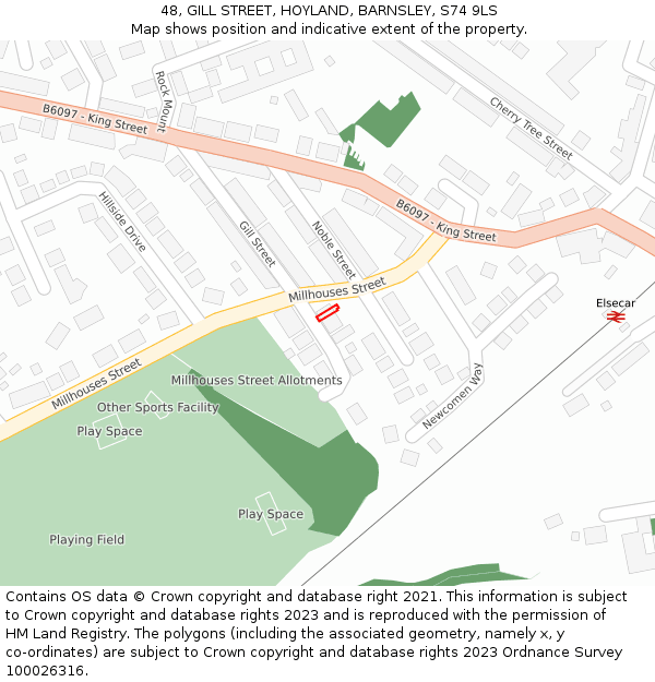 48, GILL STREET, HOYLAND, BARNSLEY, S74 9LS: Location map and indicative extent of plot