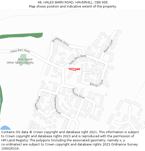 48, HALES BARN ROAD, HAVERHILL, CB9 9SE: Location map and indicative extent of plot