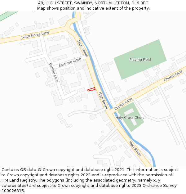 48, HIGH STREET, SWAINBY, NORTHALLERTON, DL6 3EG: Location map and indicative extent of plot