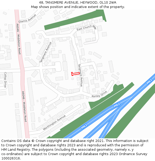 48, TANGMERE AVENUE, HEYWOOD, OL10 2WA: Location map and indicative extent of plot
