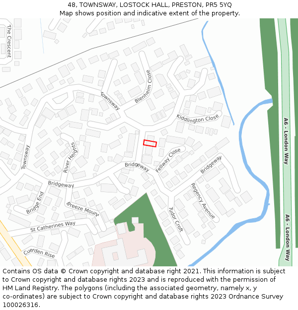 48, TOWNSWAY, LOSTOCK HALL, PRESTON, PR5 5YQ: Location map and indicative extent of plot