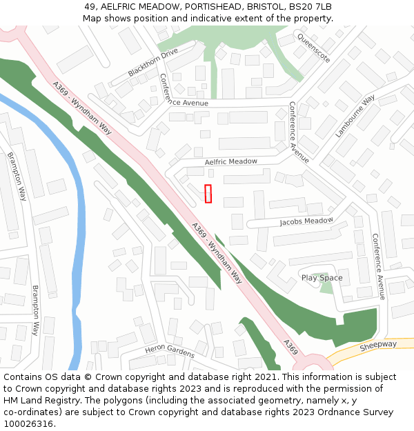 49, AELFRIC MEADOW, PORTISHEAD, BRISTOL, BS20 7LB: Location map and indicative extent of plot