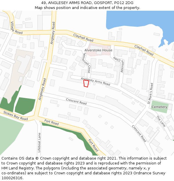 49, ANGLESEY ARMS ROAD, GOSPORT, PO12 2DG: Location map and indicative extent of plot