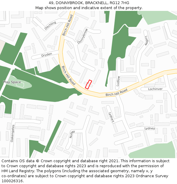 49, DONNYBROOK, BRACKNELL, RG12 7HG: Location map and indicative extent of plot