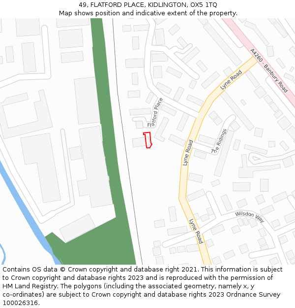 49, FLATFORD PLACE, KIDLINGTON, OX5 1TQ: Location map and indicative extent of plot