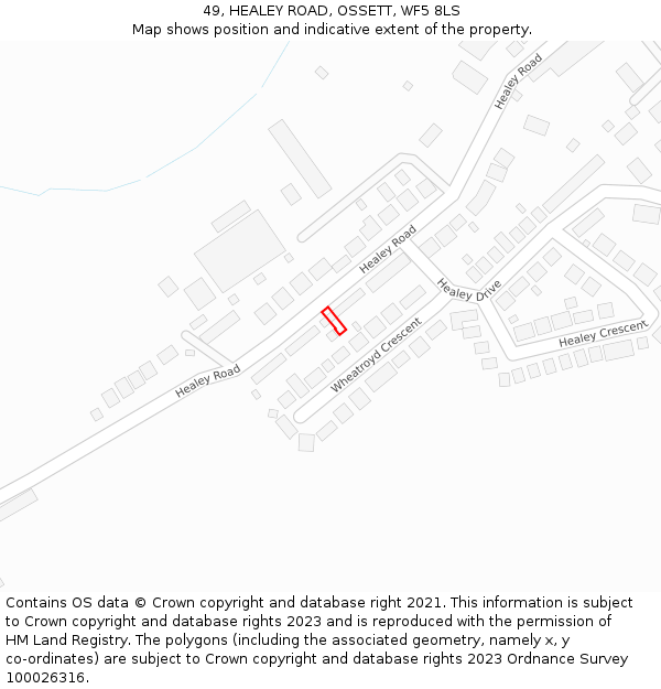 49, HEALEY ROAD, OSSETT, WF5 8LS: Location map and indicative extent of plot